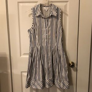 Milly Black, White, & Gray Stripe Sleeveless Cotton Shirt Dress Size 10